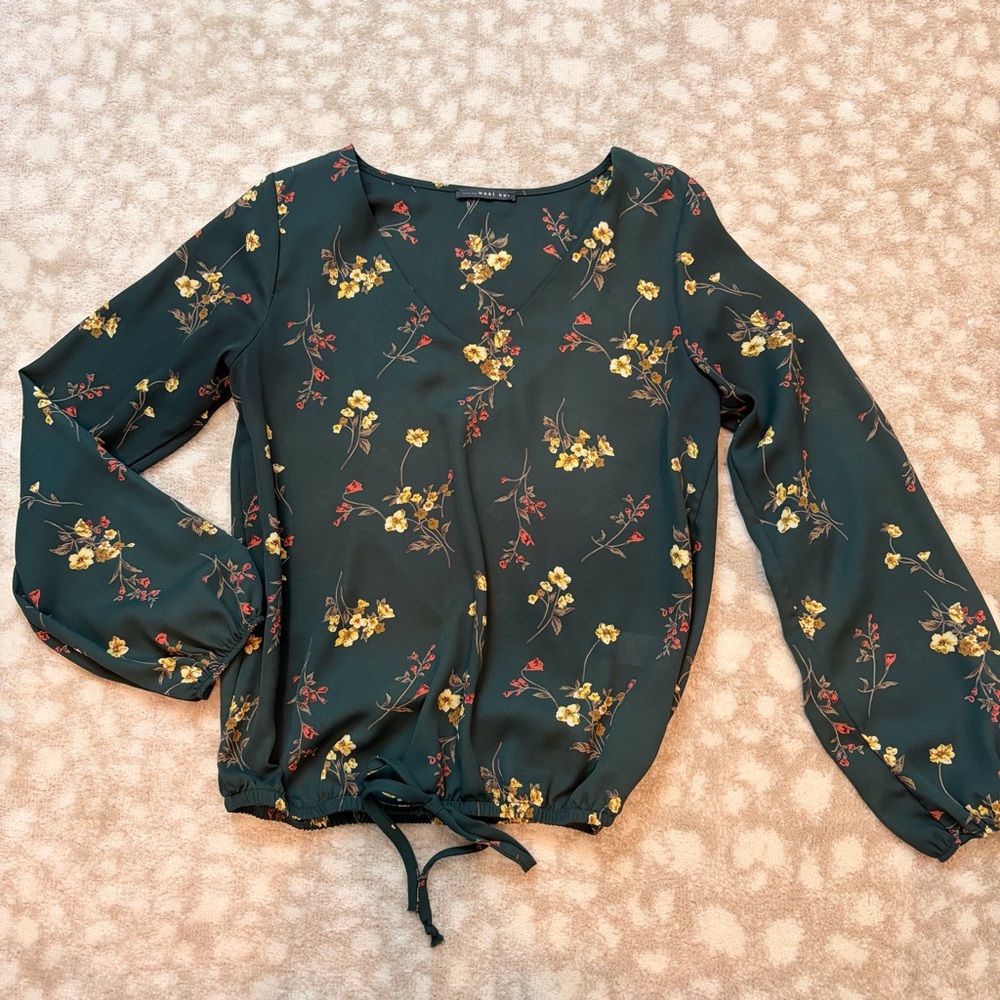 West Kei Dark Green Floral Blouse